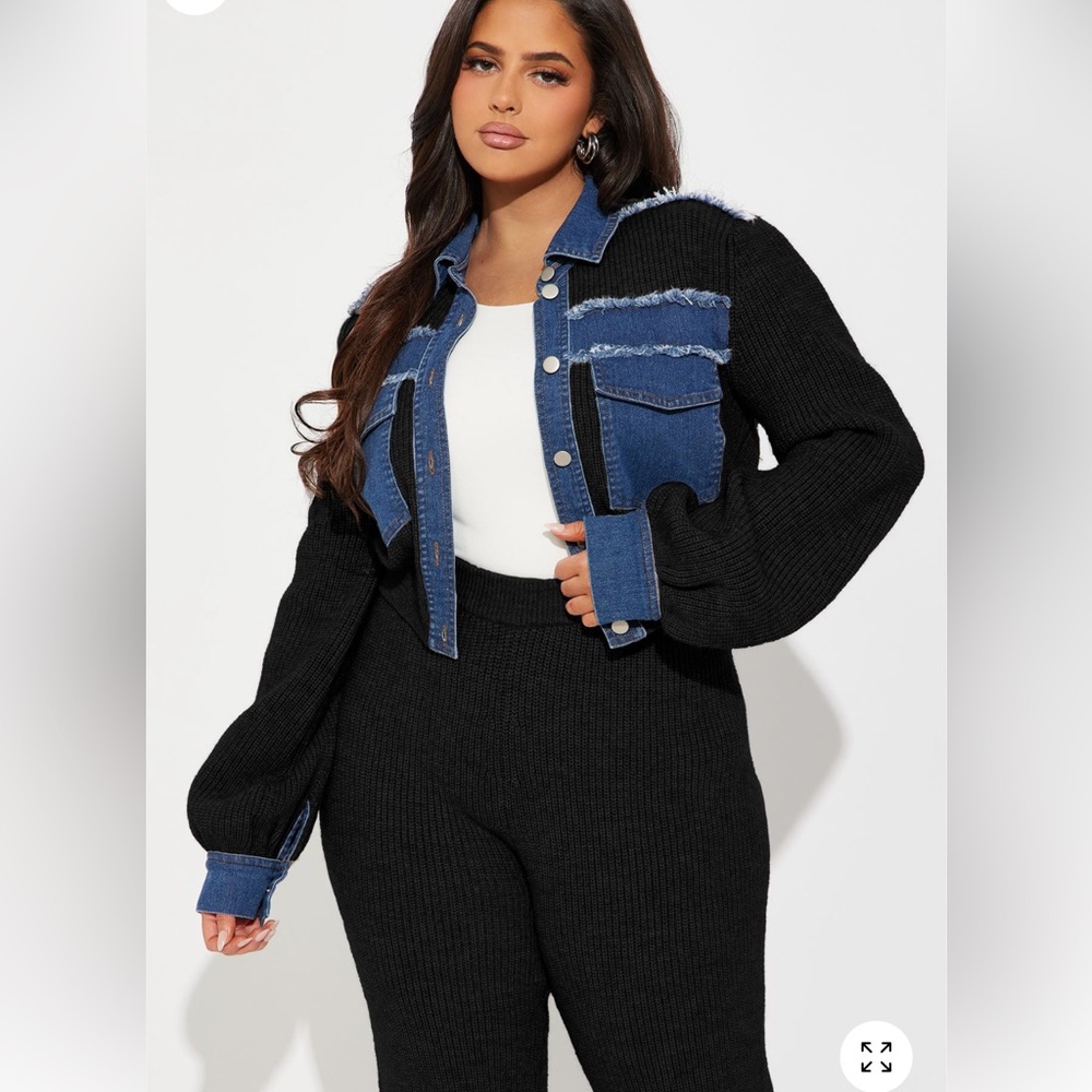 Denim and Black Knit Jacket